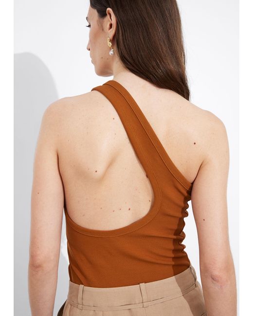 & Other Stories Brown One-Shoulder-Tanktop
