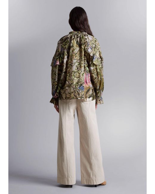 & Other Stories Natural Voluminous Frilled Blouse