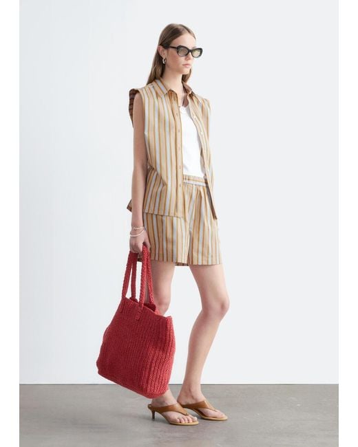 & Other Stories White High-Waist Cotton Shorts