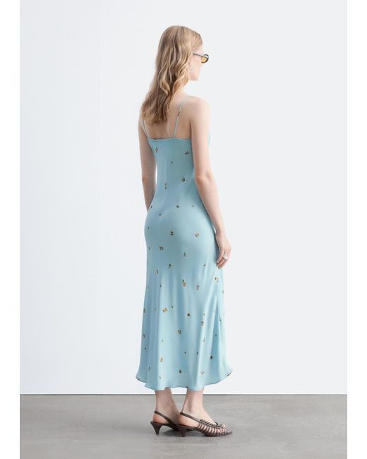 & Other Stories Blue Drawstring Midi Dress