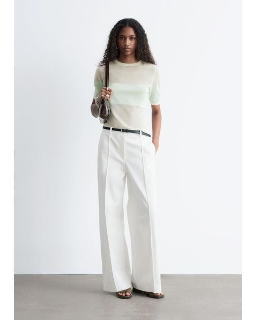 & Other Stories White Sheer Knitted T-Shirt