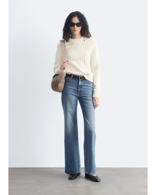 & Other Stories Blue Wool-Cotton Bouclé Jumper