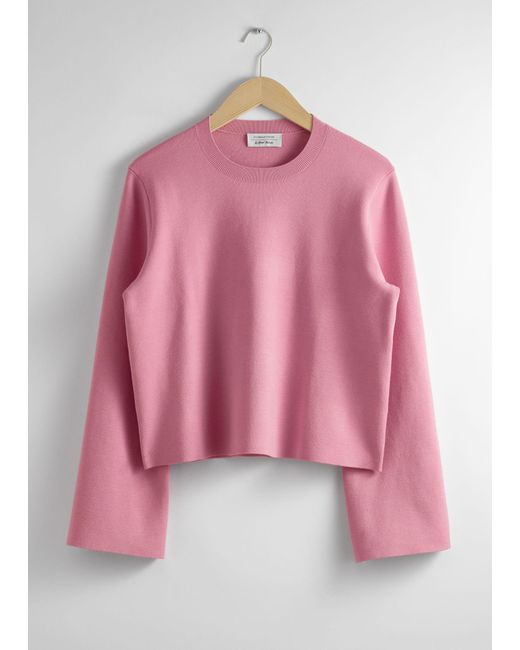 & Other Stories Pink Wide-sleeve Knit Sweater