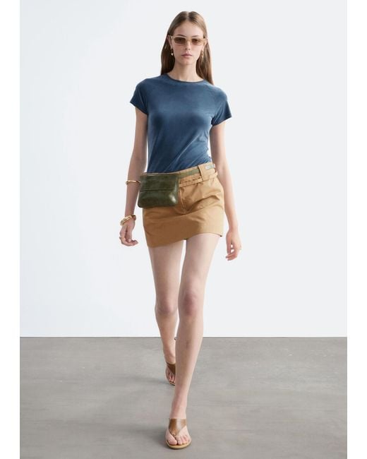 & Other Stories Blue Fitted Raglan T-Shirt