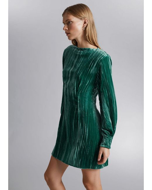 & Other Stories Green Structured Mini Dress
