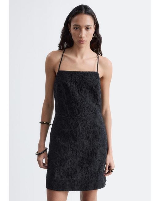 & Other Stories White Jacquard Apron Mini Dress