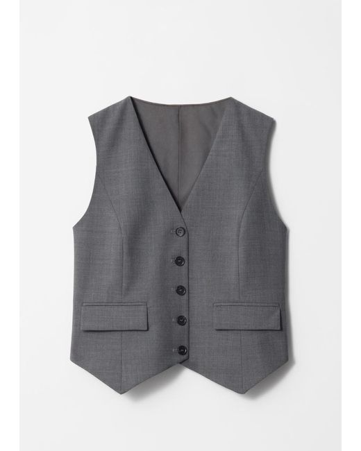 & Other Stories Gray Tailored Wool Waistcoat