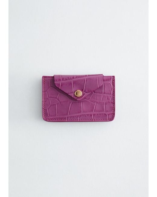 & Other Stories Purple Leather Card Holder