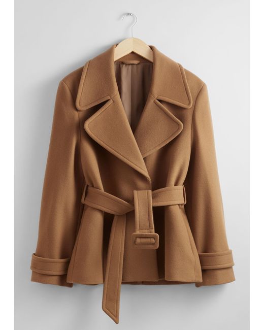 & Other Stories Brown Belted Wool Jacket