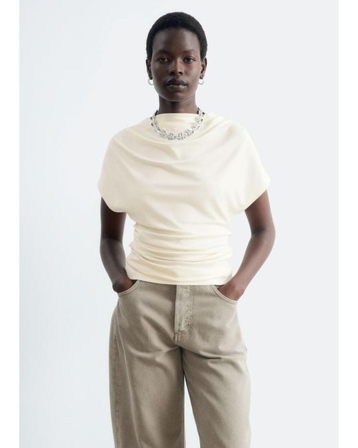 & Other Stories Natural Draped Cowl-Neck Top