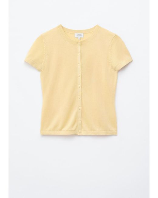 & Other Stories Natural Knitted Button-Front T-Shirt