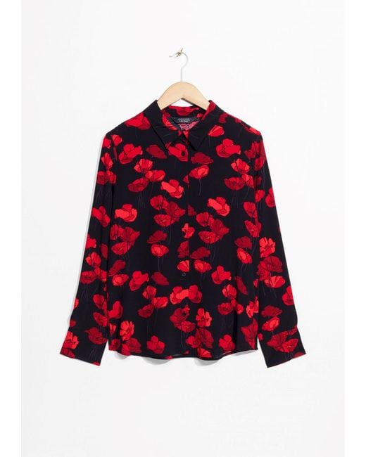 & Other Stories Red Poppy Print Blouse
