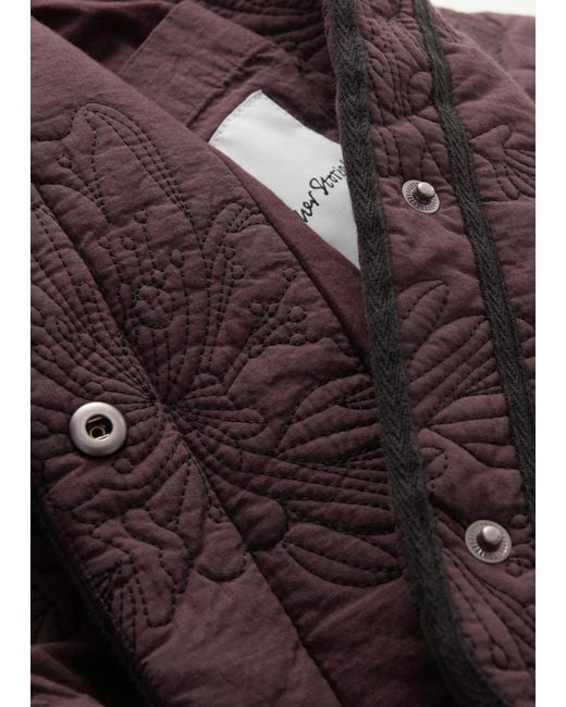 & Other Stories Brown Floral Pattern Quilted Jacket