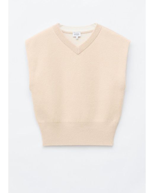 & Other Stories White Wool-Cotton V-Neck Vest