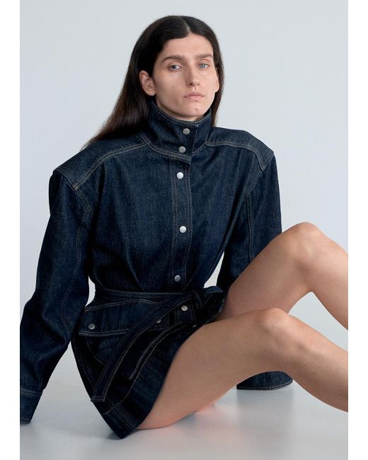 & Other Stories Blue Tie-Belt Denim Jacket