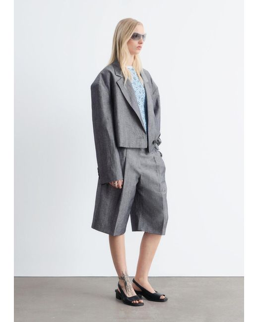 & Other Stories Gray Tailored Bermuda Shorts