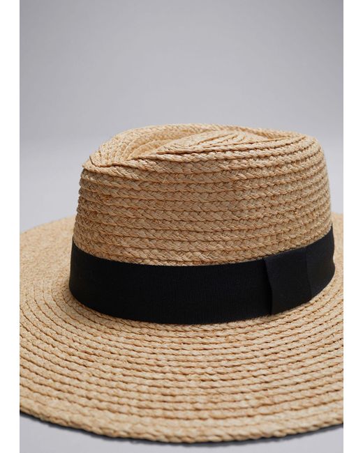 & Other Stories Natural Grosgrain-trimmed Straw Hat