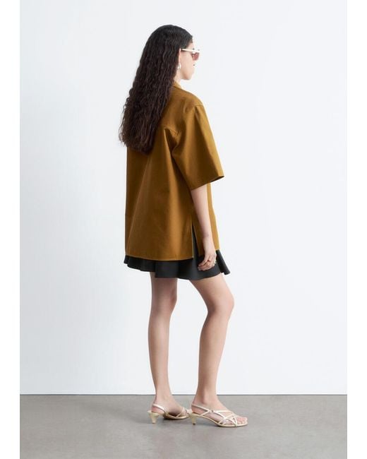 & Other Stories Brown Short-Sleeve Cotton Shirt