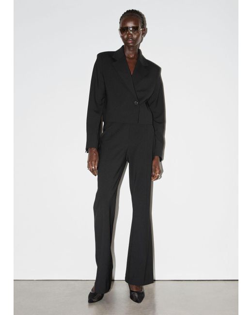 & Other Stories Black Tailored Bootcut Trousers