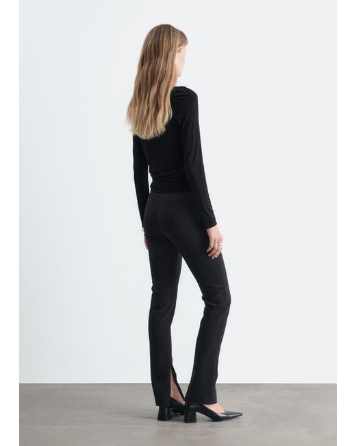 & Other Stories Black Tie Waist Jersey Top