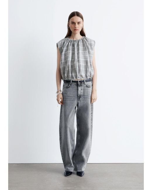 & Other Stories White Drawstring Silk Top