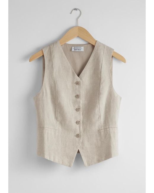 & Other Stories Natural Tailored Linen Vest