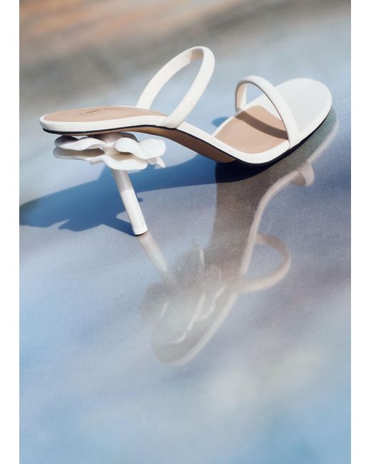 & Other Stories White Flower Embellished Leather Mules