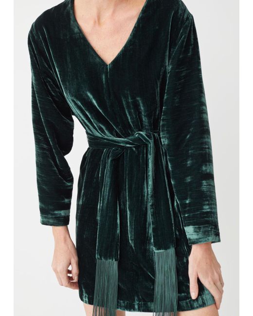 & other stories velvet wrap dress