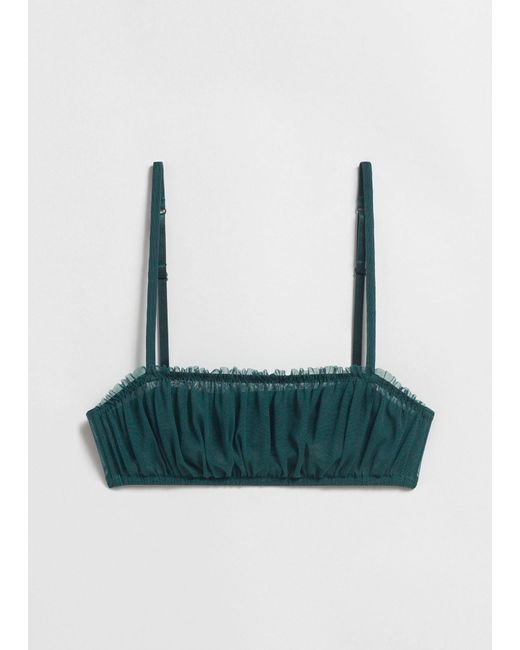 & Other Stories Green Ruched Bandeau Bra