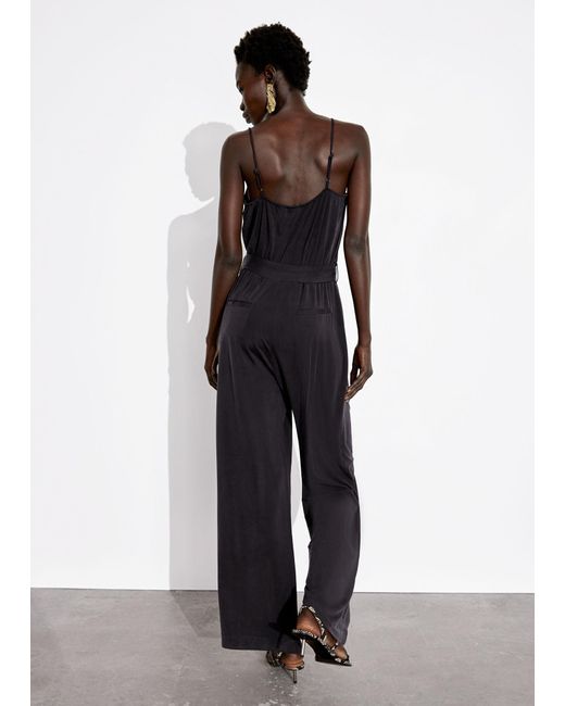 & Other Stories Blue Belted Strappy Jumpsuit