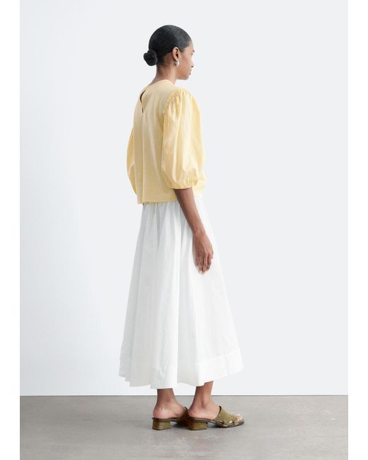 & Other Stories White Balloon-Sleeve Cotton Blouse