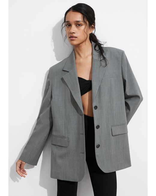 & Other Stories Gray Single-breasted Blazer