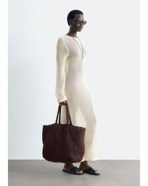 & Other Stories White Open-Knit Cotton Dress