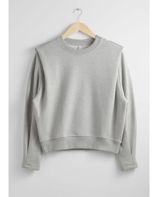 & Other Stories Gray Fitted Pleated-shoulder Sweatshirt