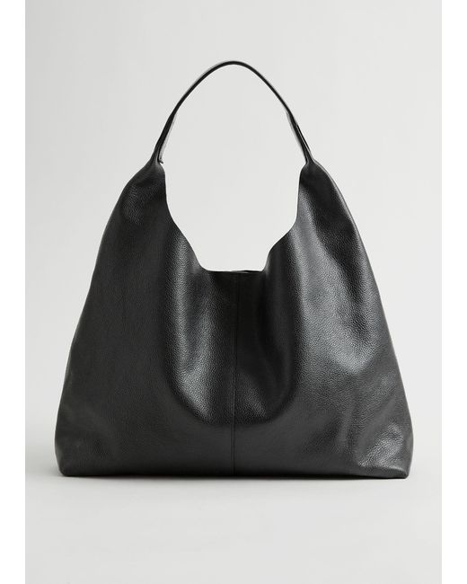 & Other Stories Black Large Leather Tote