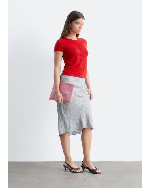 & Other Stories Red Knitted Button-Front T-Shirt