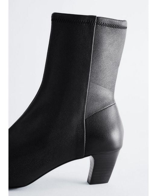 & Other Stories Gray Stretch Leather Ankle Boots