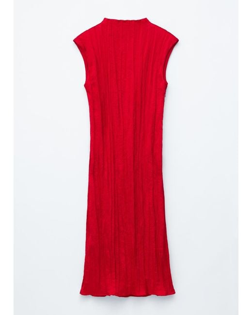 & Other Stories Red Crêpe Midi Dress