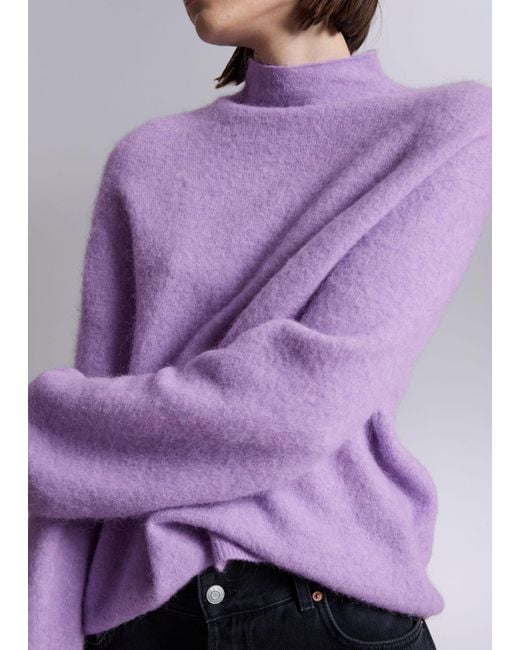 & Other Stories Purple Mock-neck Knit Sweater