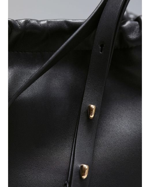 & Other Stories Black Knotted Leather Bucket Bag