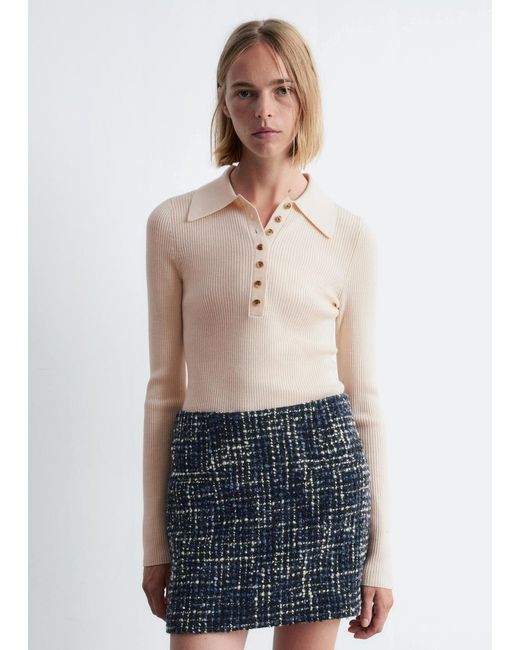 & Other Stories White Structured Wool-Blend Mini Skirt