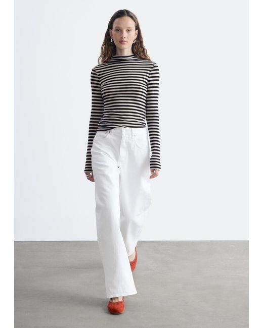 & Other Stories White Wool Mock-Neck Top