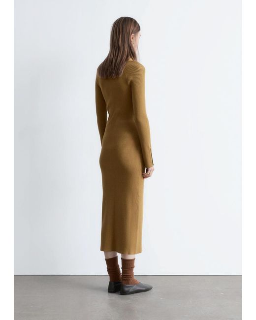 & Other Stories Rib-Knit Polo Midi Dress in White | Lyst & Other Stories Rib-Knit Polo Midi Dress in White | Lyst