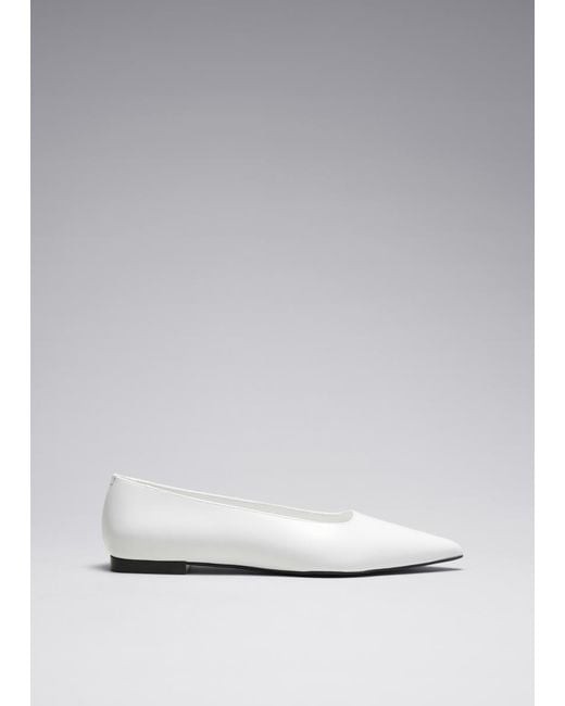 & Other Stories Gray Point-Toe Ballet Flats