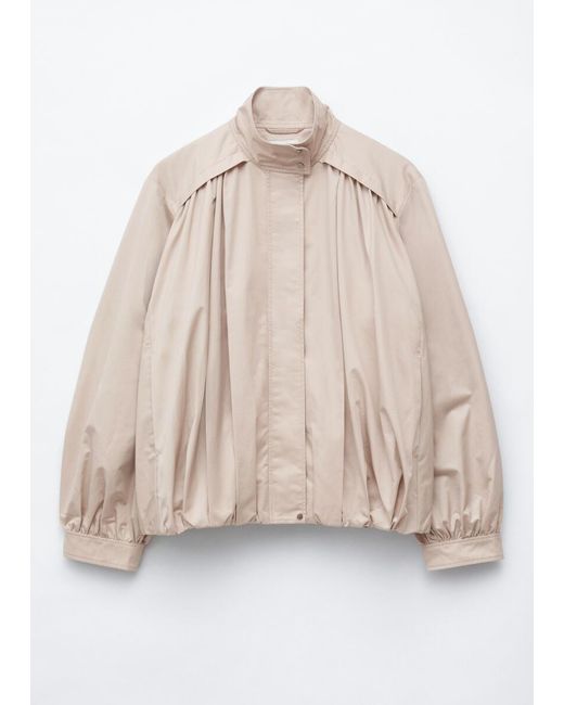& Other Stories White Gathered Stand-Collar Jacket
