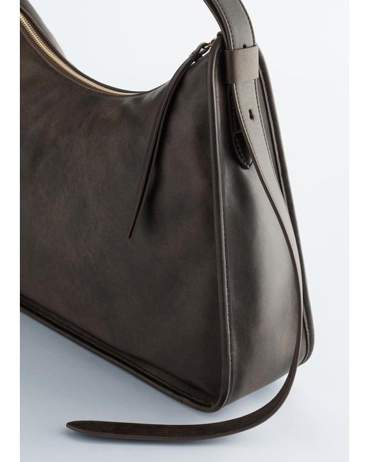 & Other Stories Gray Leather Tote Bag