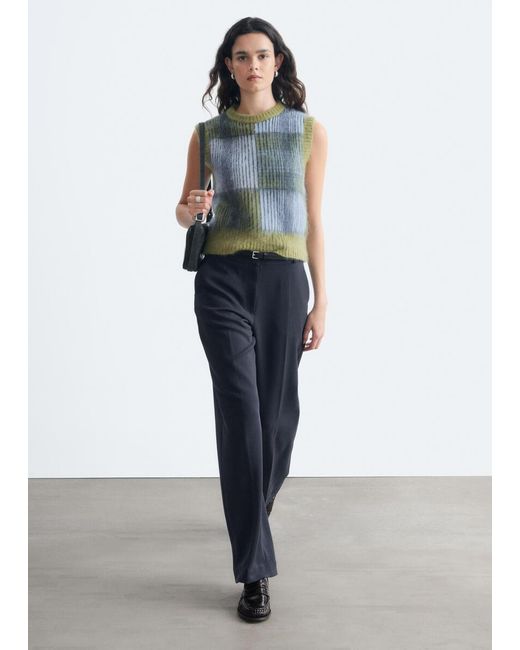& Other Stories Blue Tailored Press Crease Trousers