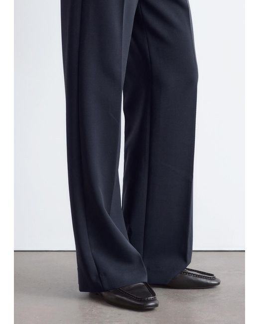 & Other Stories Blue Square-Toe Leather Loafers