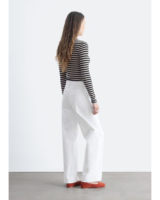& Other Stories White Wool Mock-Neck Top
