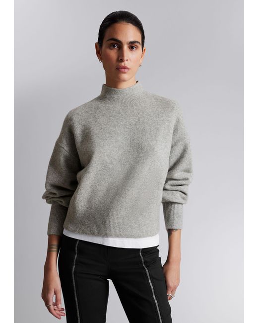 & Other Stories Gray Mock-neck Sweater